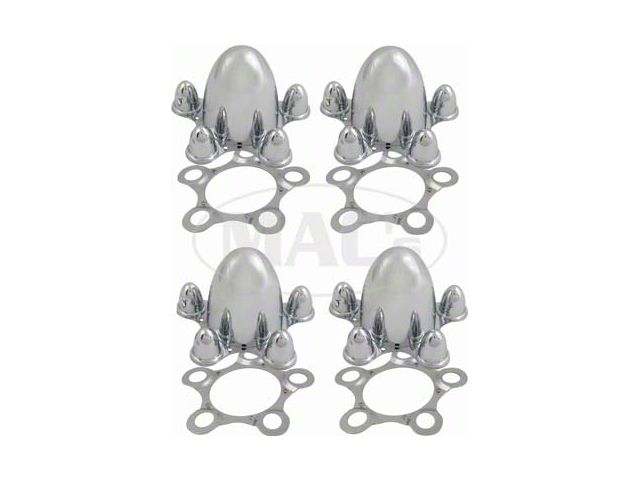 Center Cap Set Of Two, Spider Style, Chrome Plated Zinc Diecast, 5 x 4-3/4 Bolt Circle