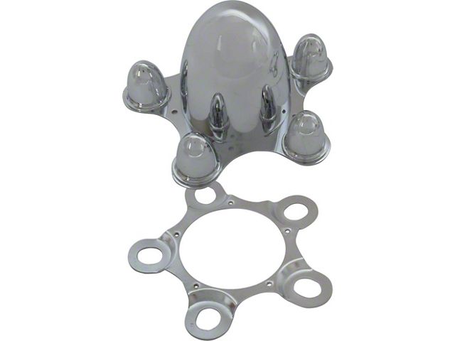 Center Cap Set Of Two, Spider Style, Chrome Plated Zinc Diecast, 5 x 5 Bolt Circle