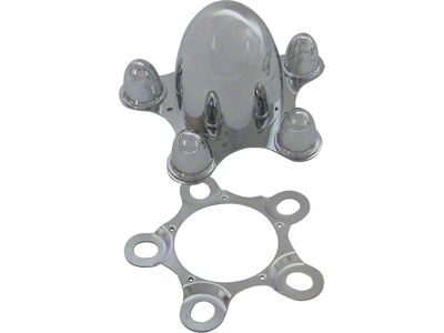 Center Cap Set Of Two, Spider Style, Chrome Plated Zinc Diecast, 5 x 5 Bolt Circle