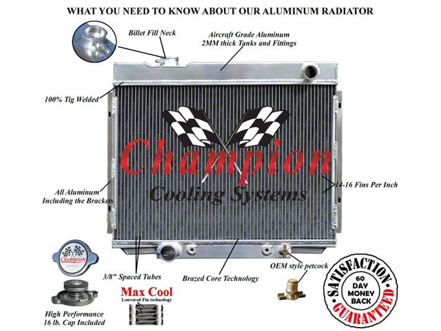 Champion Three Row Aluminum Radiator 390, 429 V8