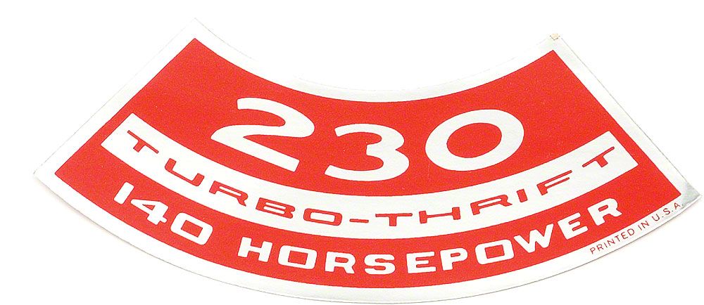 Chevrolet Air Cleaner Decal - 230 Turbo Thrift 140 HP - The Parts Place Inc. DC0108