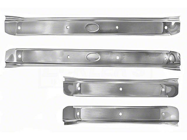 Chevelle And Malibu Door Sill Plates, 4 Door, Stainless Steel, 1968-1972