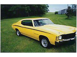 Chevelle Body Stripe & Hood Decal Kit, Heavy Chevy, Complete, Black, 1971-1972