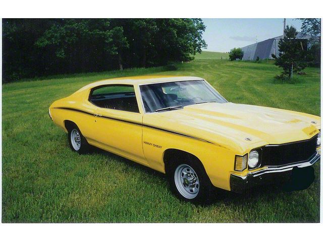 Chevelle Body Stripe & Hood Decal Kit, Heavy Chevy, Complete, White, 1971-1972