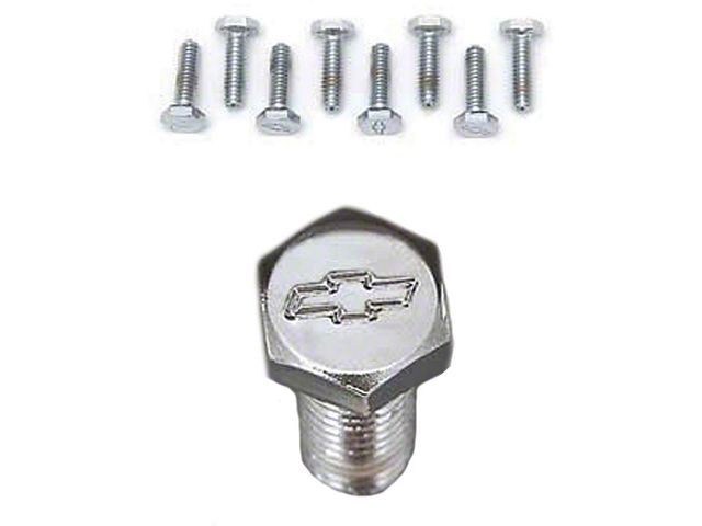 Chevelle Bowtie Valve Cover Bolt Set, Small Block, Chrome, For Cars With Aluminum Valve Covers, 1964-1983