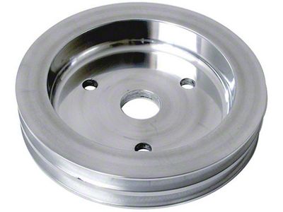 Chevelle Crankshaft Pulley, Small Block, Double Groove, Polished Billet Aluminum, For Cars With Short Water Pump, 1964-1968