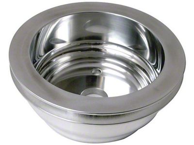 Chevelle Crankshaft Pulley, Small Block, Single Groove, Polished Billet Aluminum, For Cars With Long Water Pump, 1969-1972