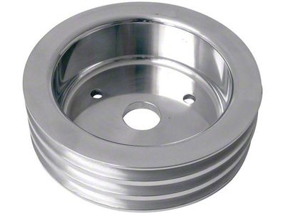 Chevelle Crankshaft Pulley, Small Block, Triple Groove, Polished Billet Aluminum, For Cars With Short Water Pump, 1964-1968