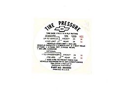 Decal, Tire Pressure, SS (1968 Chevelle)