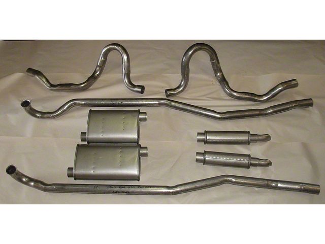 Chevelle Exhaust, Dual, With Resonators, V8, Stainless Steel, 1971-1974