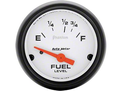 Auto Meter Phantom Series 2-1/16-Inch Fuel Level Gauge; 16 ohm Empty to 158 ohm Full