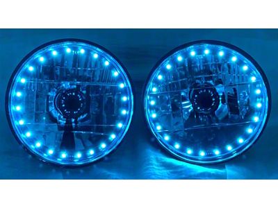 7 Round Multi-Color Blackout Halo Headlights, Pr, 1967-1981