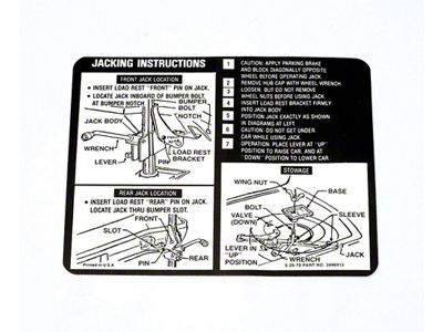 Chevelle Jacking Instructions, 1971