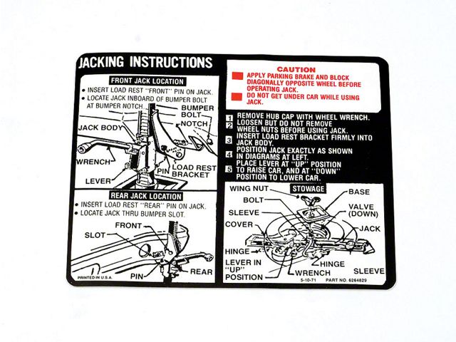 Chevelle Jacking Instructions, 1972
