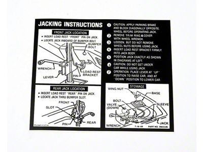 Chevelle Jacking Instructions Late ''70 , 1970