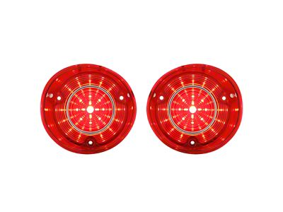 LED Tail Lights with Stainless Steel Trim; Red Lens (1972 Chevelle SS)
