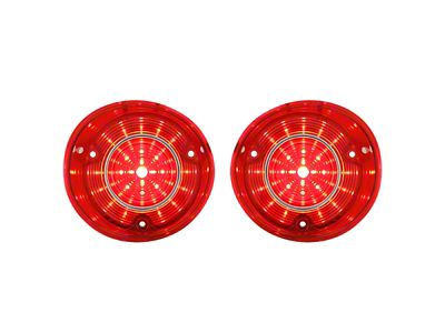 LED Tail Lights with Stainless Steel Trim; Red Lens (1972 Chevelle SS)