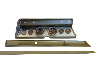 Chevelle & Malib Instrument Cluster Panel, Aluminum Finish, With Carbon Fiber Series Gauges, 1966
