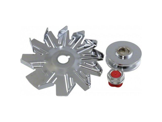 Chevelle & Malibu Alternator Pulley With Fan, Chrome 1964-83