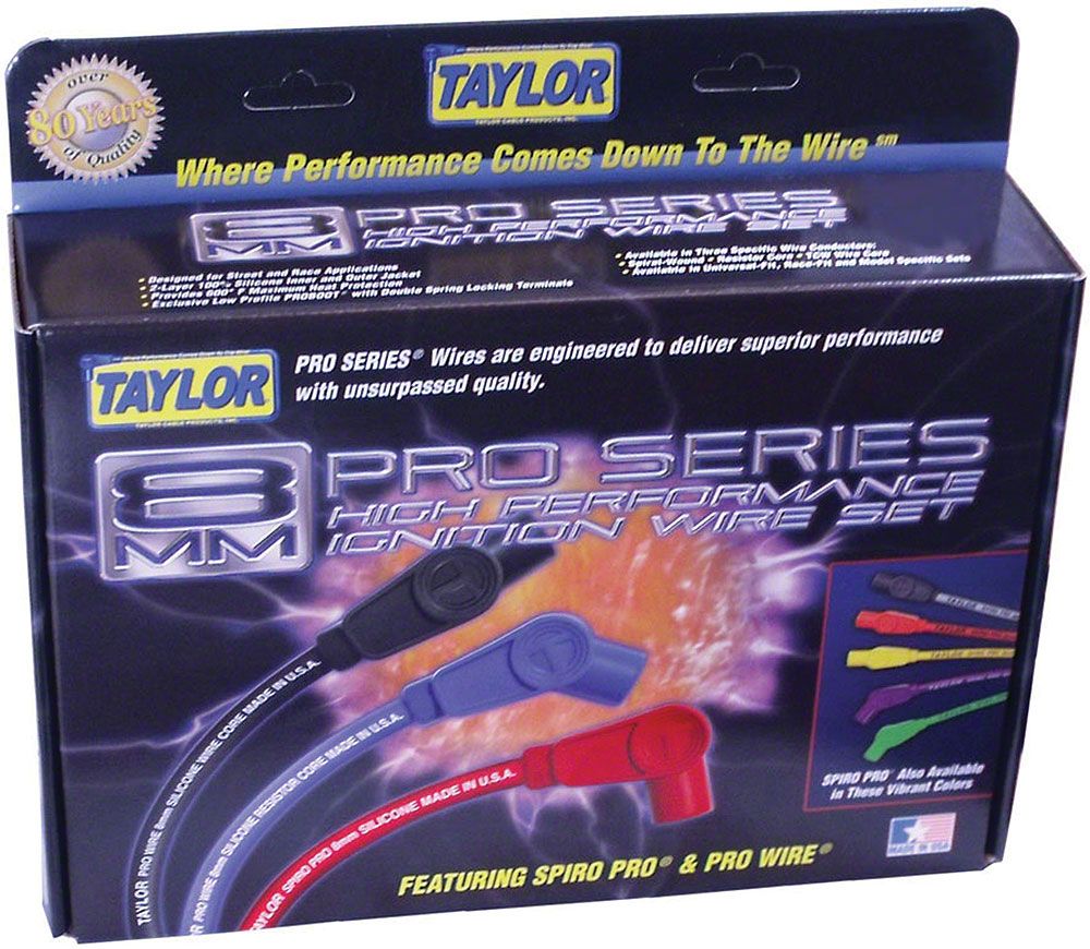 Ecklers Spark Plug Wires, 8mm SpiroPro, Taylor, Black