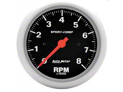 Chevelle & Malibu Tachometer, In-Dash Mount, 8,000 RPM, Sport-Comp Series, AutoMeter, 1964-72