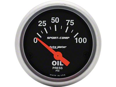 Auto Meter Sport-Comp Series 2-1/16-Inch Oil Pressure Gauge; 0-100 PSI