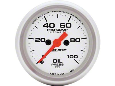 Auto Meter Ultra-Lite Series 2-1/16-Inch Oil Pressure Gauge; 0-100 PSI; Digital Stepper Motor