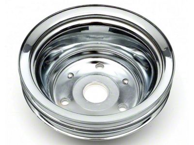 Chevelle or Malibu Crankshaft Pulley, Small Block, Double Groove, Chrome, 1969-72
