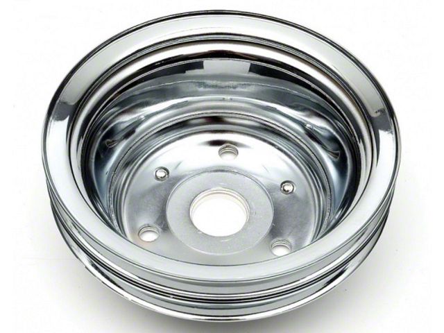Chevelle or Malibu Crankshaft Pulley, Small Block, Double Groove, Chrome, 1969-72