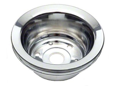 Chevelle or Malibu Crankshaft Pulley, Small Block, Single Groove, Chrome, 1969-72