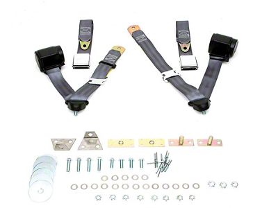 Chevelle Seat Belt & Shoulder Harness Kit, Front, 3-Point Retractable, Blue, 1966-1972