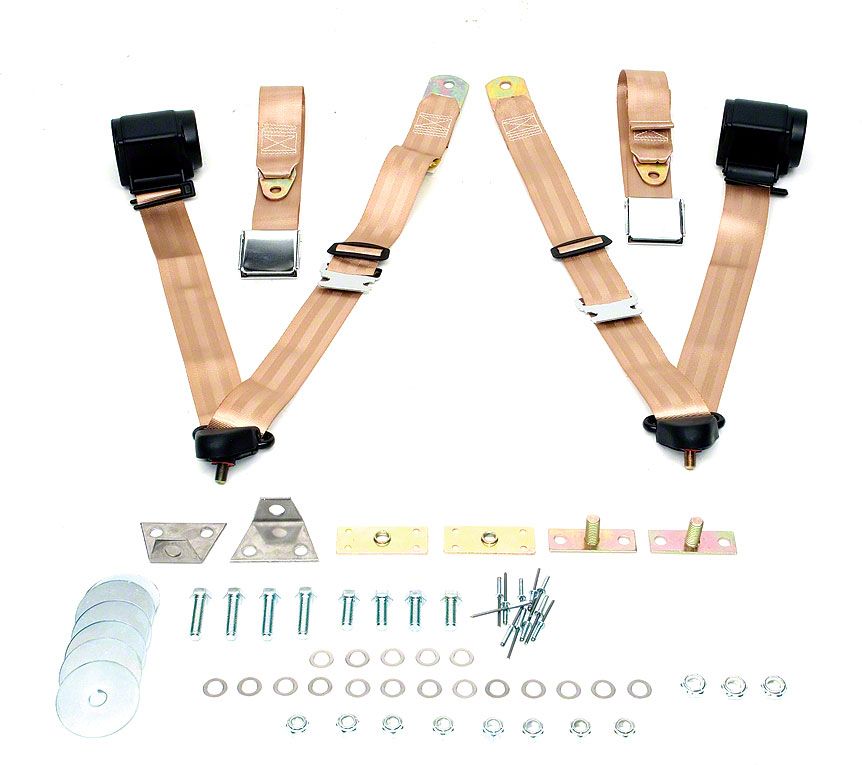 Ecklers Seat Belt Kit,3Point,Tan El Camino,6672