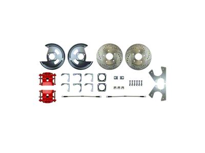The Right Stuff Detailing Street Series Rear Disc Brake Conversion Kit; Red Calipers (64-73 Chevelle w/ Non-Staggered Shocks)