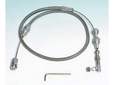 Chevelle Throttle Cable Assembly, 24 Long, Stainless Steel, Hi-Tech, Lokar, 1964-1972