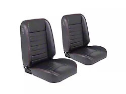 TMI Cruiser Classic Bucket Seats; Black Madrid Vinyl with Black Stitching (Universal; Some Adaptation May Be Required)