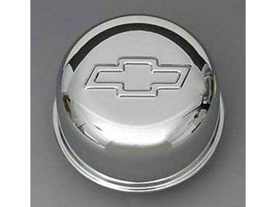 Chevelle Valve Cover Breather Cap, Push-In, Bowtie Logo, Chrome, 1964-1972