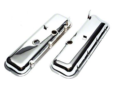 Chevelle Valve Covers, Big Block, Chrome, Without Drip Rail, For Cars With Power Brake Booster, 1965-1972