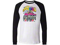 Chevelle Vintage Style Long Sleeve Baseball Style T-Shirt, Black / White