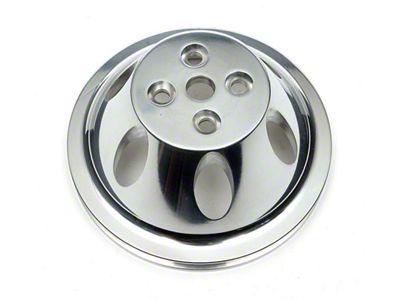 Chevelle Water Pump Pulley, Small Block, Single Groove, Polished Billet Aluminum, For Cars With Short Water Pump, 1964-1968
