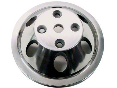 Chevelle Water Pump Pulley, Small Block, Single Groove, Polished Billet Aluminum, For Cars With Long Water Pump, 1969-1972