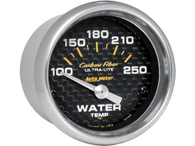 Auto Meter Carbon Fiber Series 2-1/16-Inch Water Temperature Gauge; 100-250 Fahrenheit