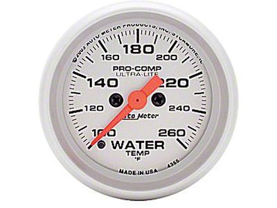 Auto Meter Ultra-Lite Series 2-1/16-Inch Water Temperature Gauge; 100-260 Fahrenheit; Digital Stepper Motor