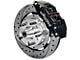 Chevelle Wilwood Front Disc Brake Kit, 6-piston Black Calipers, Drilled & Slotted Rotors, 1973-1977