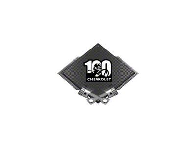 Chevrolet 100 Years Driver Metal Sign, Black Carbon Fiber, Crossed Pistons, 25 X 19
