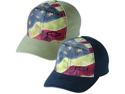 Chevrolet Bowtie American Flag Cap, Khaki