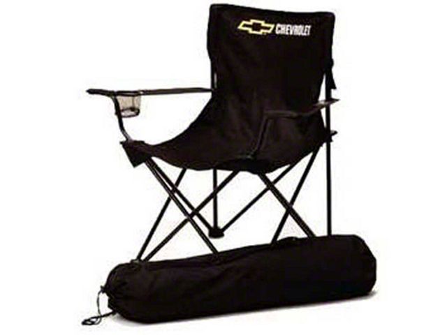 Chevrolet Bowtie Folding Arm Chair, Black & Gold