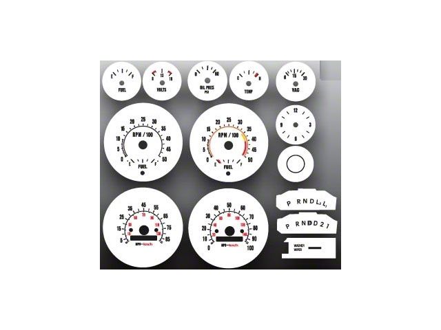Chevrolet/GMC Suburban,White Face Gauges Instrument Cluster Overlay,Tach With Fuel,73..79