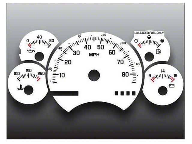 Chevrolet Blazer White Face Instrument Cluster Gauge Overlay,Non-Tach,1992..1994