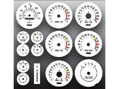 Chevrolet Camaro 140 METRIC KPH KMH White Face Gauge Overlay, 1970..1981