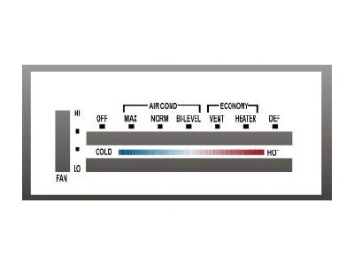 Chevrolet Camaro White Heater Control Overlay HVAC,1970..1981